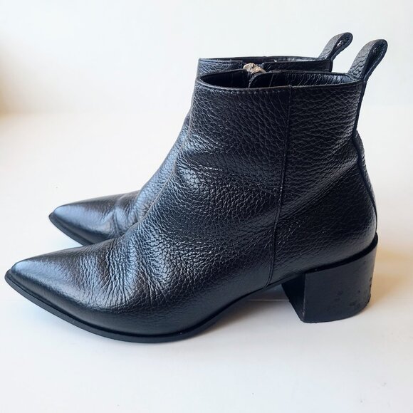 Everlane The Boss Matte Black Pebbled Leather Pointed Toe Ankle Booties Size 5.5 - Picture 7 of 16